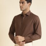 Premium Slim Fit Checked Cutaway Collar Cotton Formal Shirt