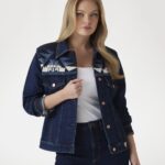 Women Knitted Detail Denim Jacket