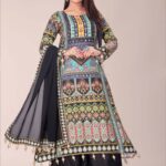 Floral Printed Round Neck Chanderi Silk A-Line Kurta With Palazzo & Dupatta