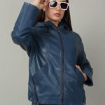 Women Hooded Solid Leather Casual Leather Lightweight Jacket